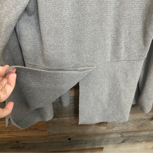 Talbots Womens Medium Sweater Cardigan Open Front Split Back Gray Long Sleeve - Picture 5 of 7